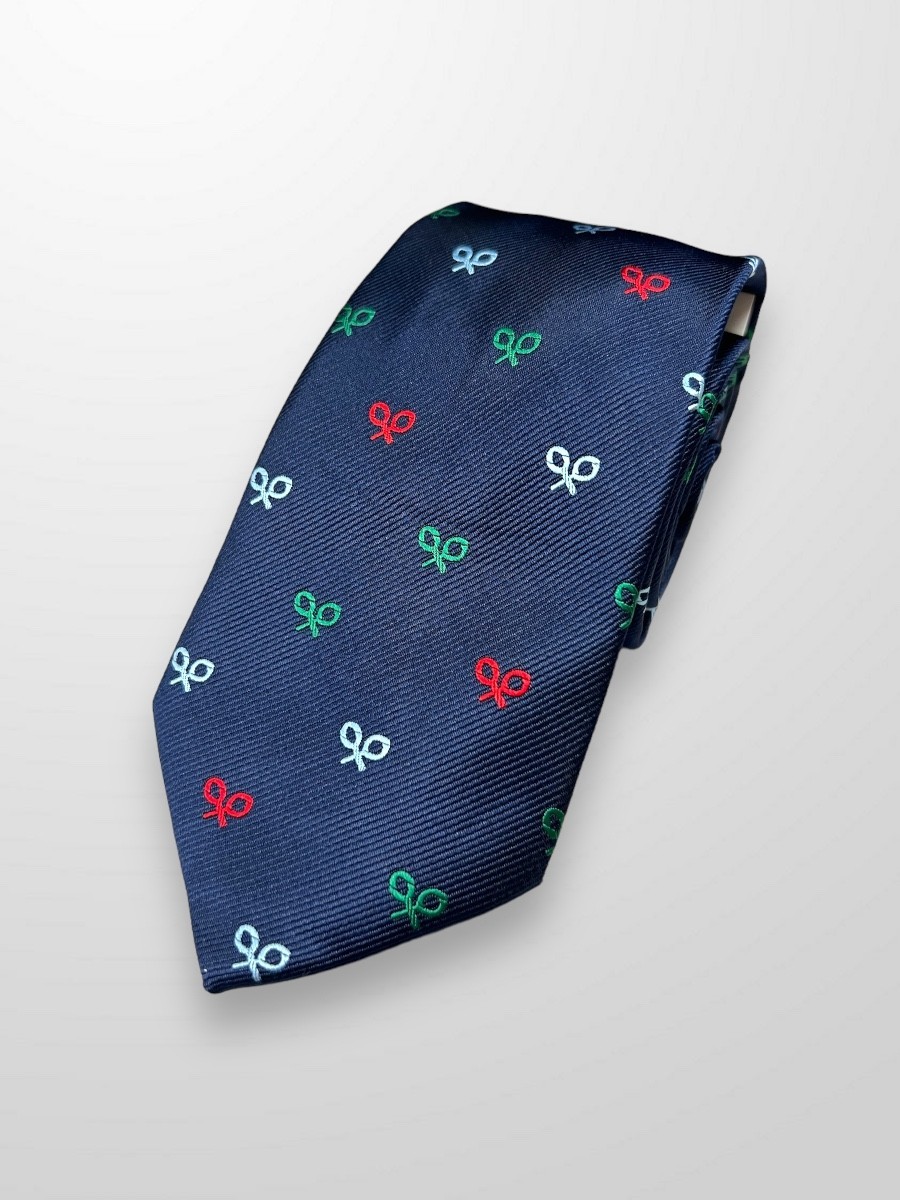 Corbata azul con raquetas