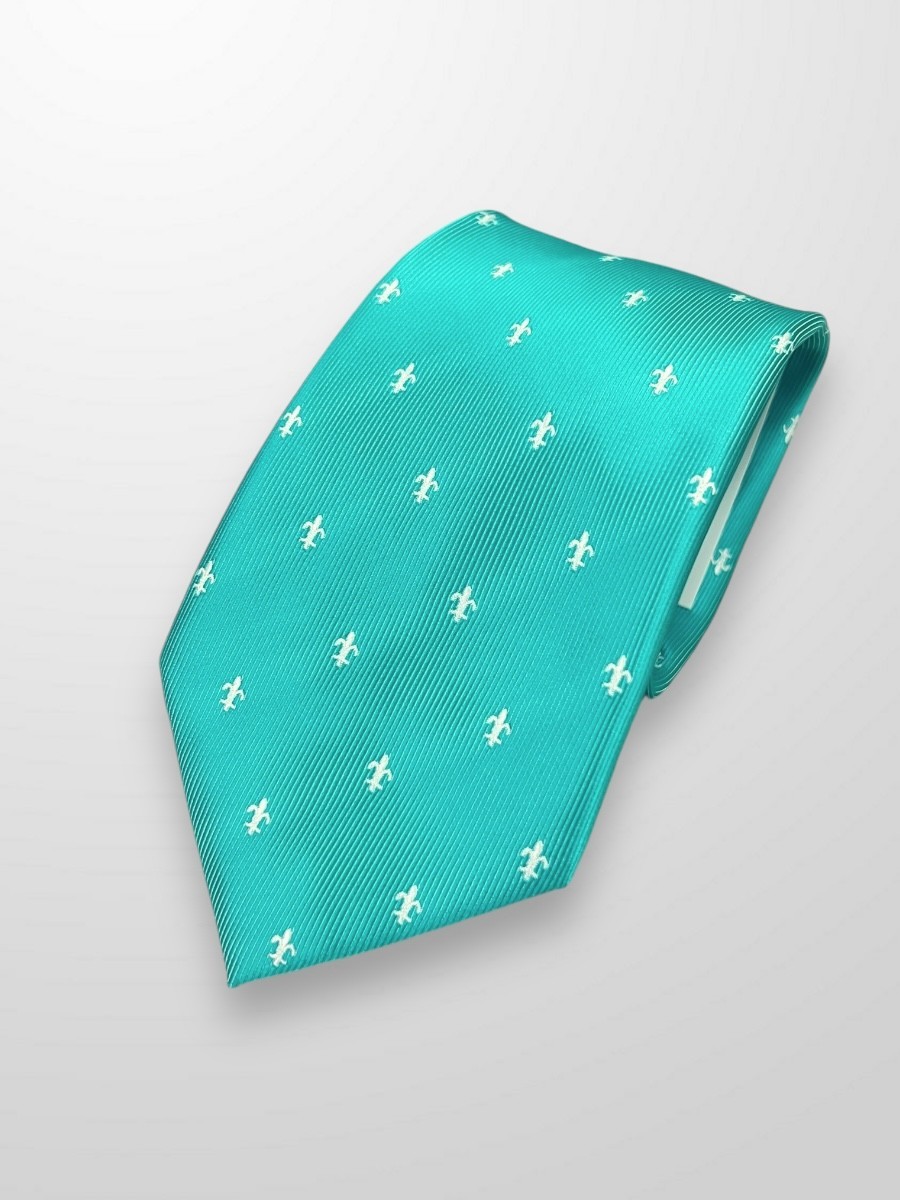 Corbata verde agua flor de lis