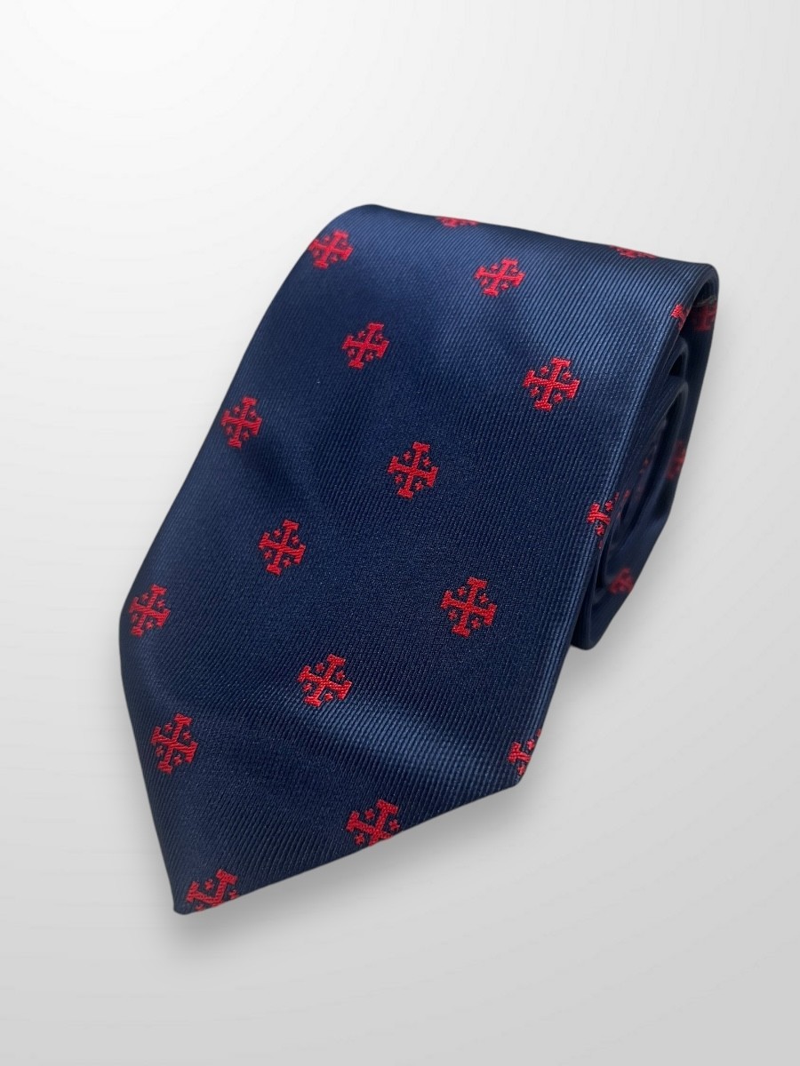 Corbata azul con cruz de Jerusalen