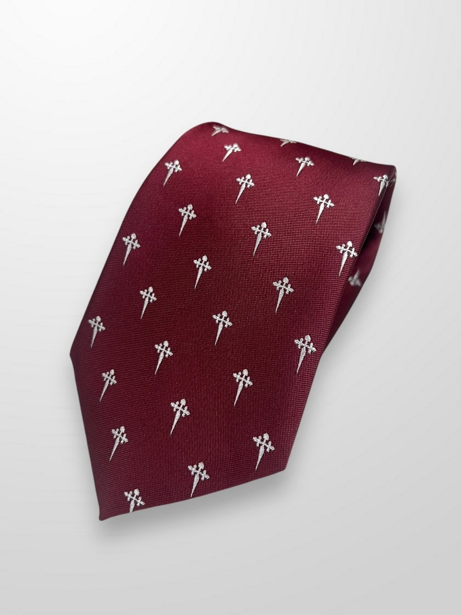 Corbata burdeos con cruz de Santiago