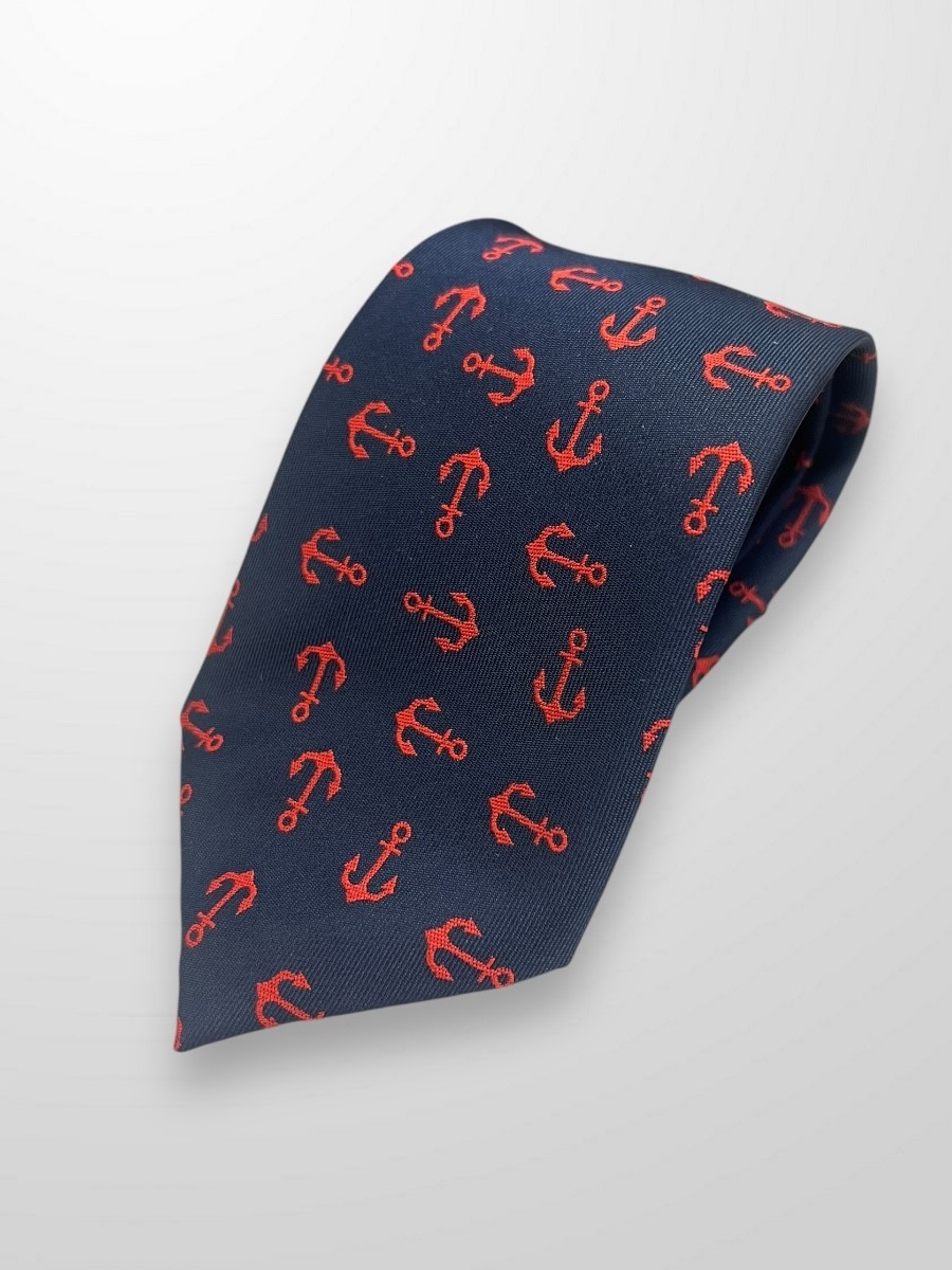 Corbata azul con anclas grandes 2
