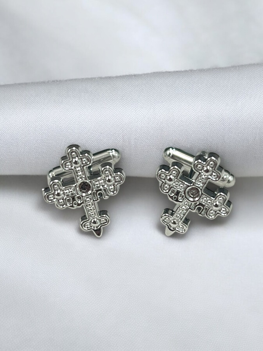 Gemelos cruces plateadas