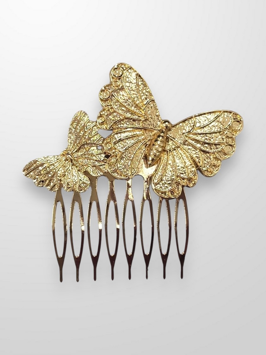 Peinecillo dorado dos mariposas