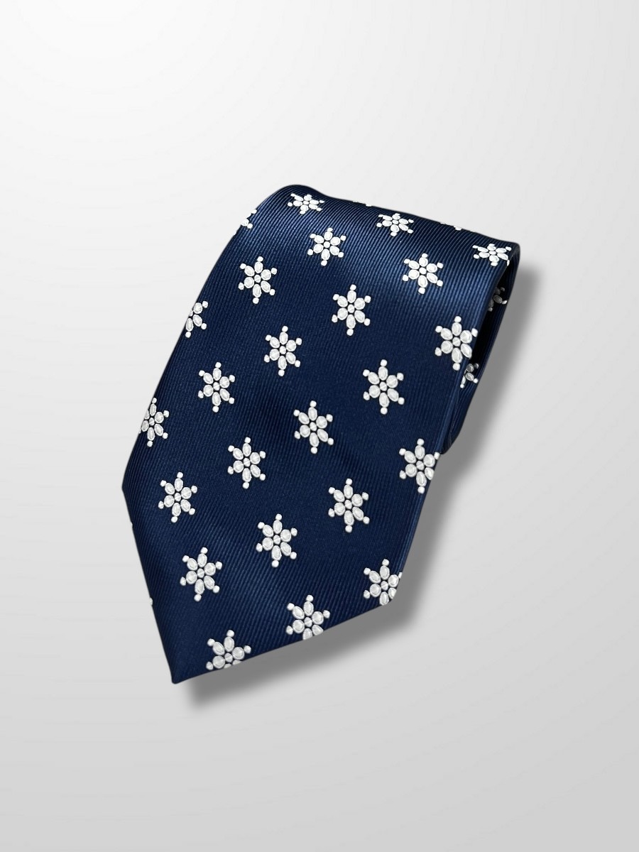 Corbata azul mariquillas blanco
