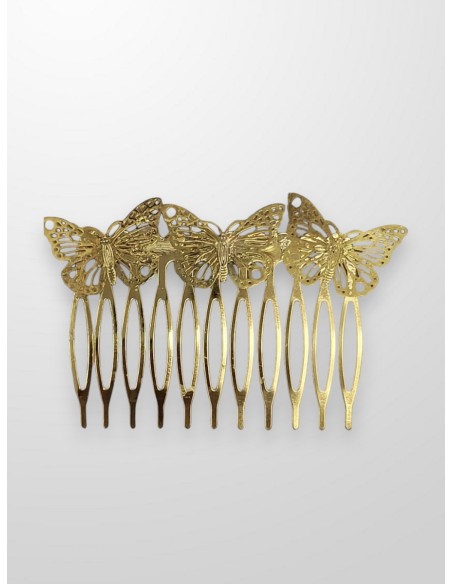 Peinecillo dorado tres mariposas mini