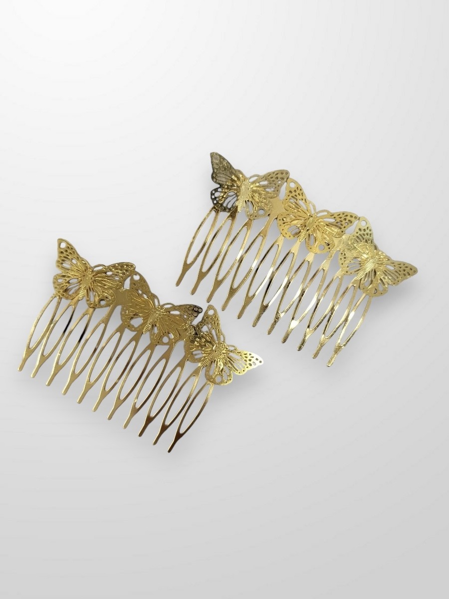 Peinecillo dorado tres mariposas mini 2