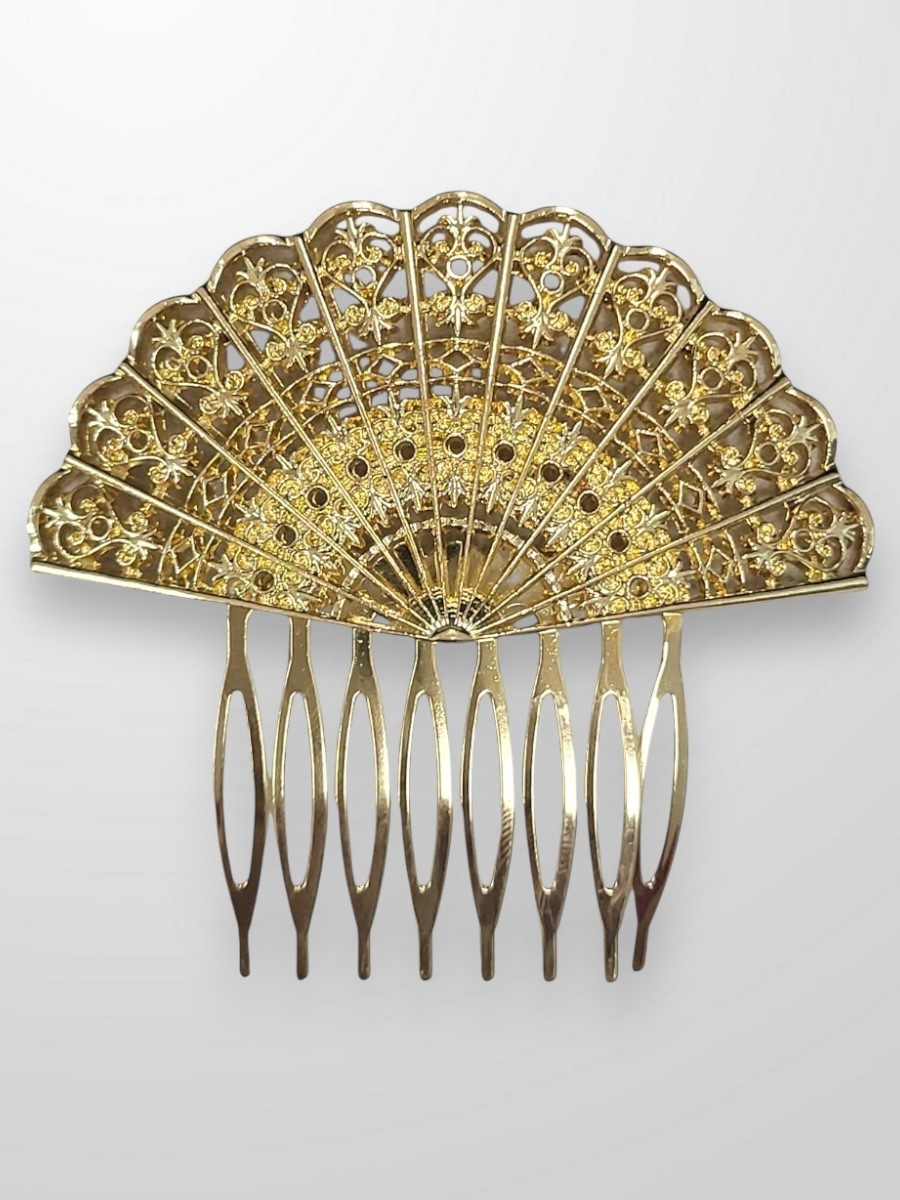 Peinecillo dorado abanico grande