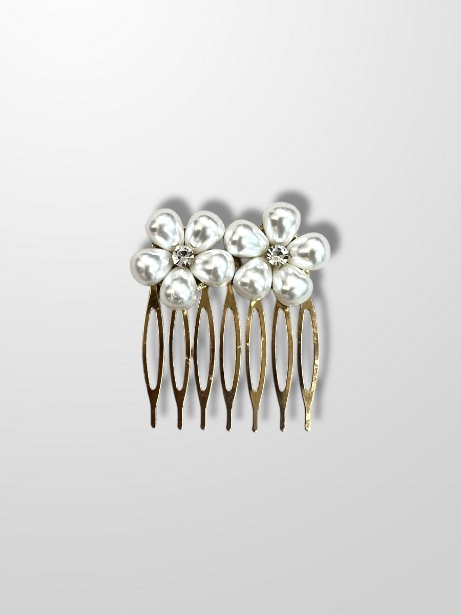 Peinecillo flor perlas doble