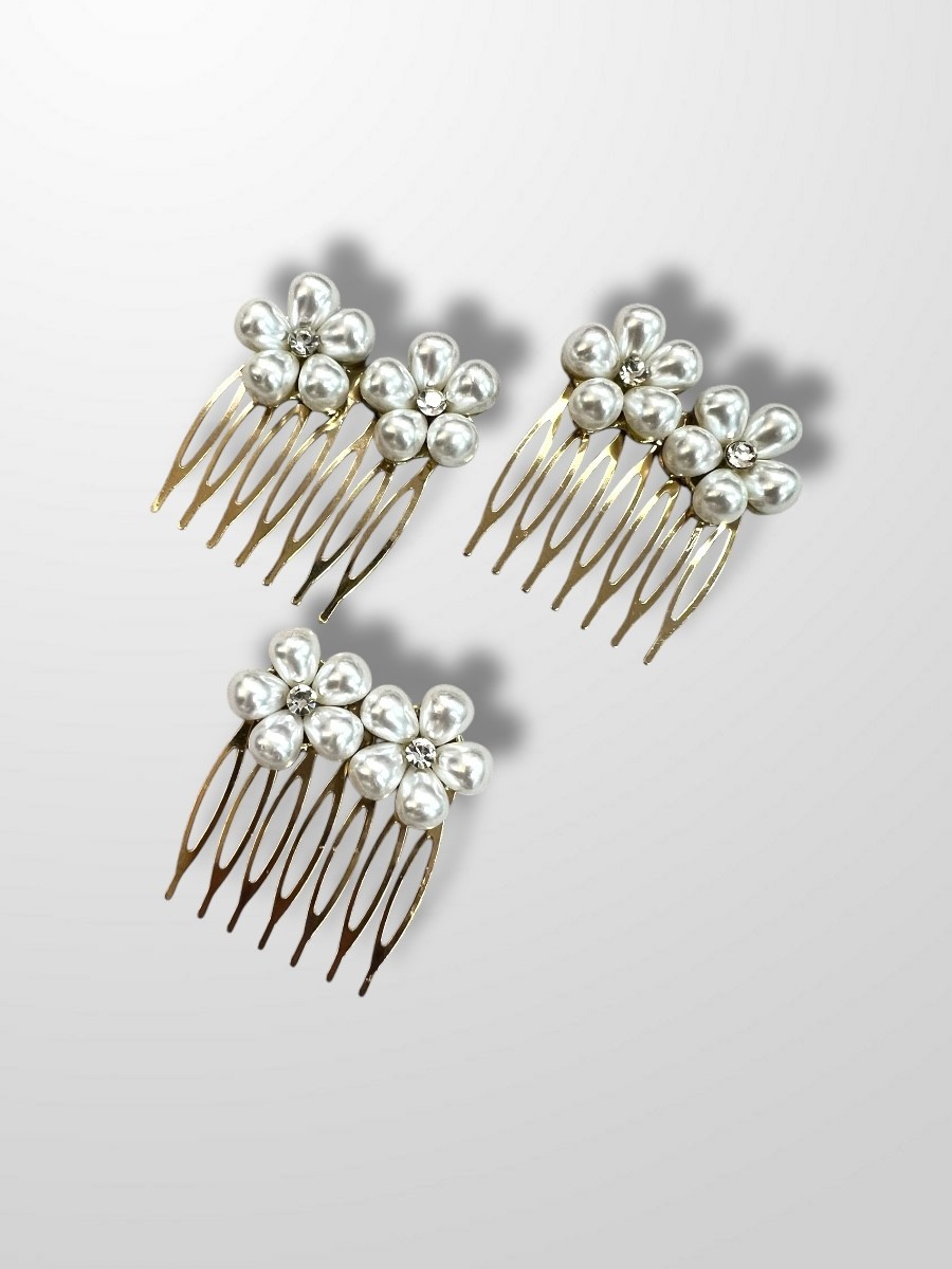 Peinecillo flor perlas doble 2