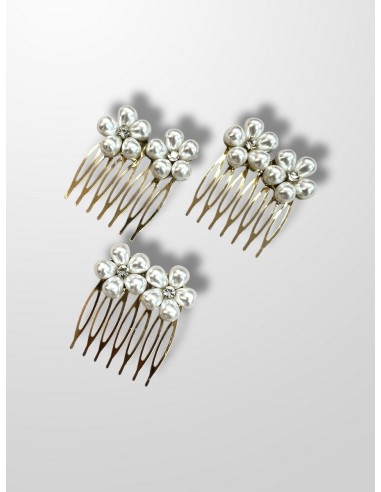 Peinecillo flor perlas doble