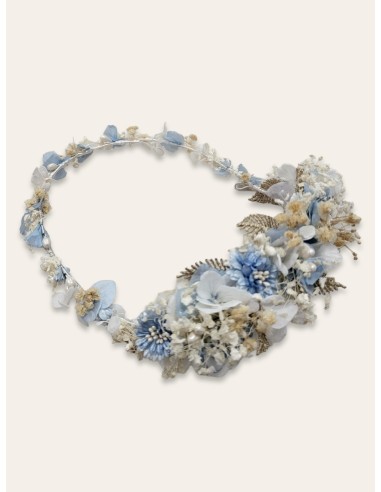 Corona comunión flores celeste