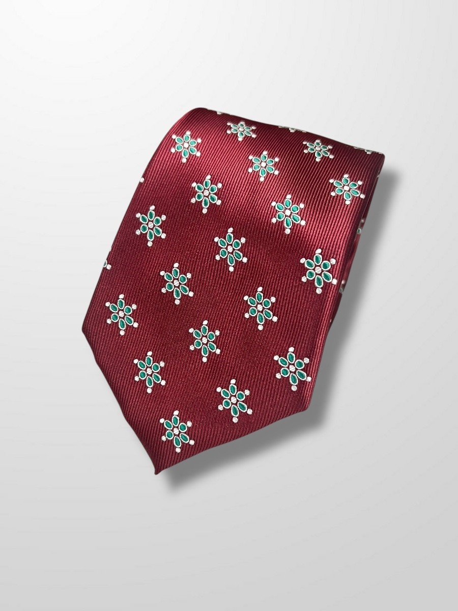 Corbata burdeos mariquillas verdes