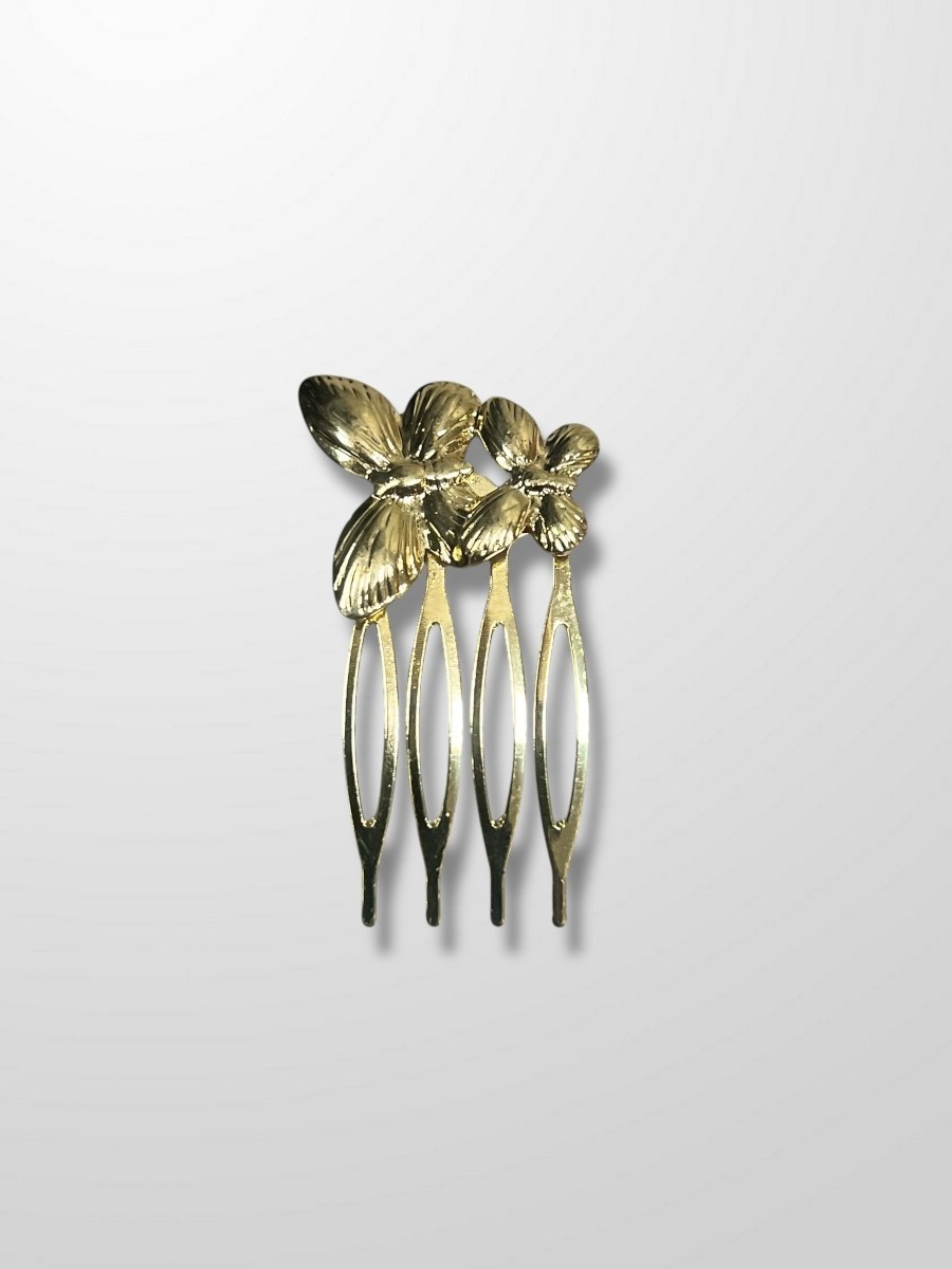 Peinecillo dorado dos mariposas mini