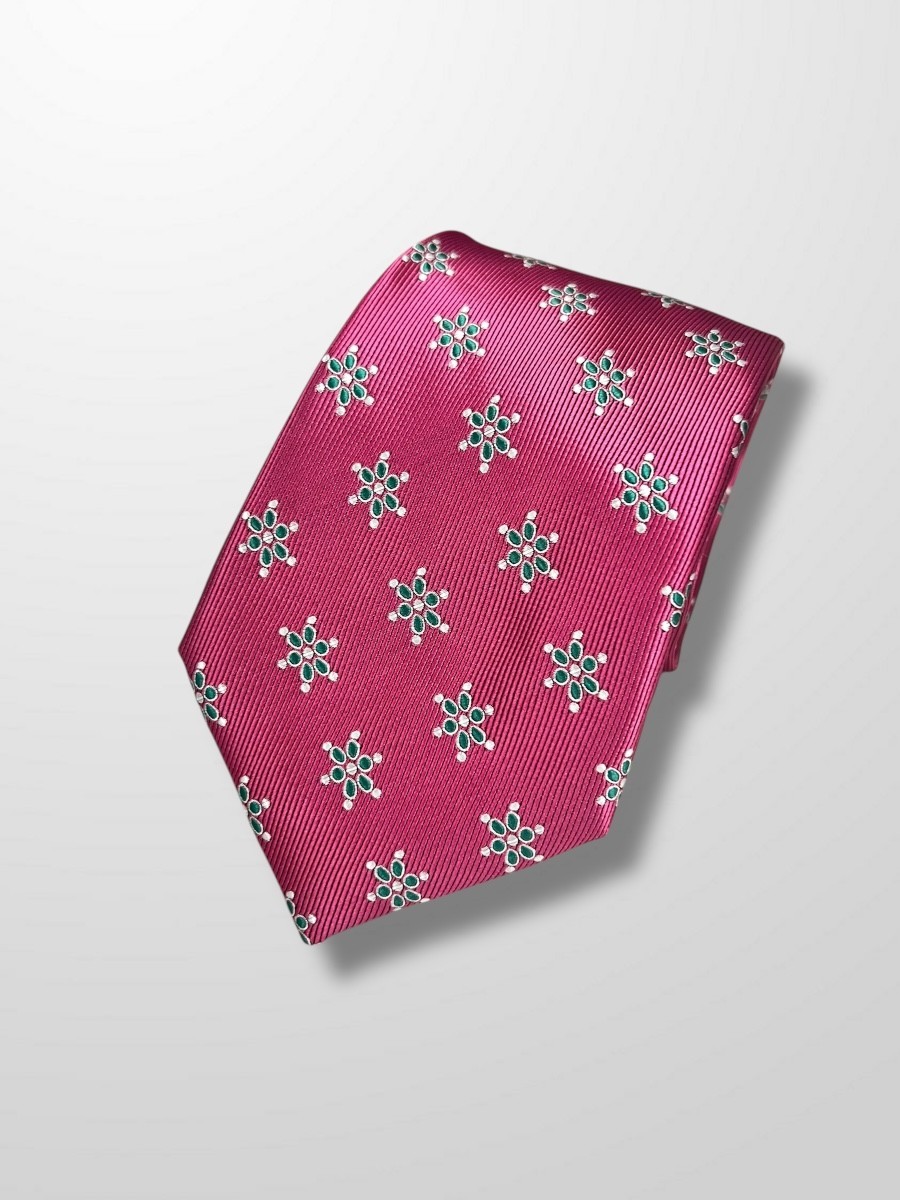 Corbata rosa con mariquillas verdes