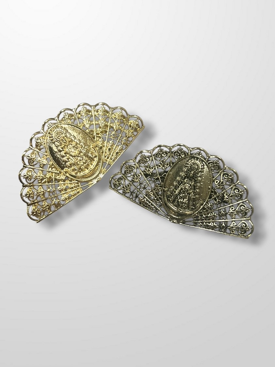 Broche dorado abanico del Rocio grande 2