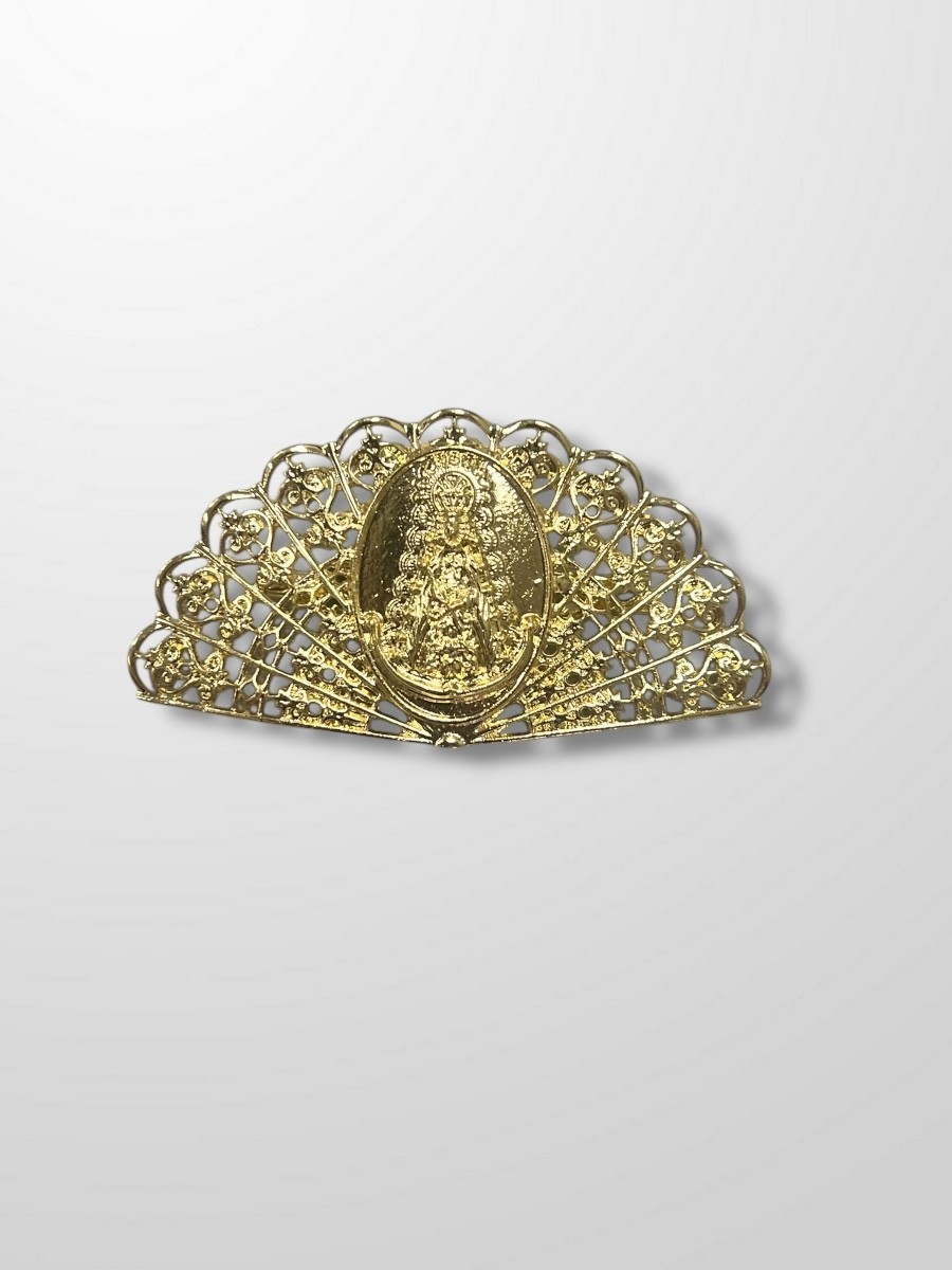 Broche dorado abanico del Rocio grande