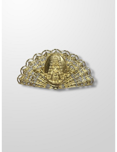 Broche dorado abanico del Rocio grande