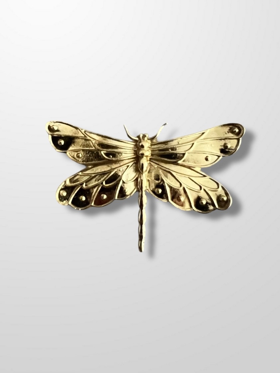 Broche dorado libelula nueva