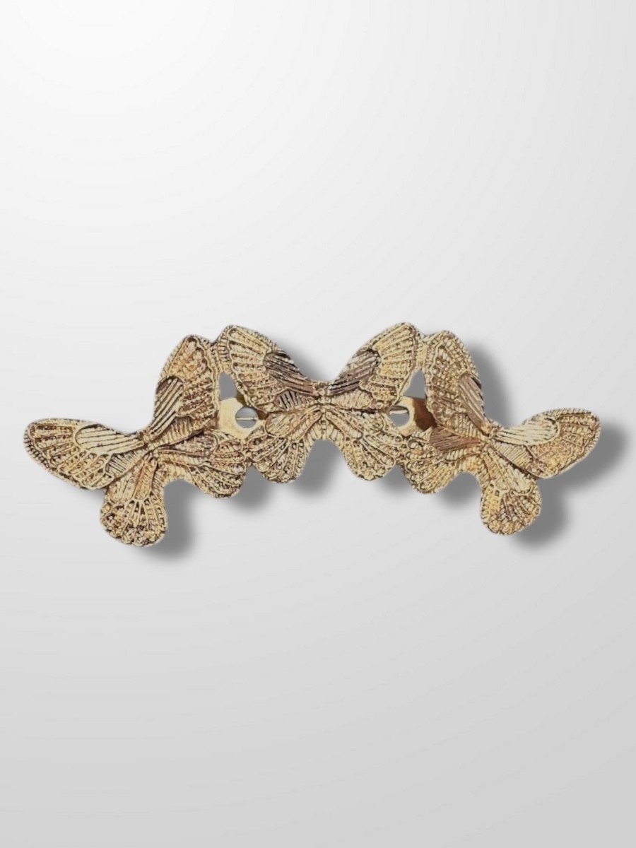 Broche dorado tres mariposas