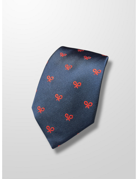 Corbata azul con raquetas