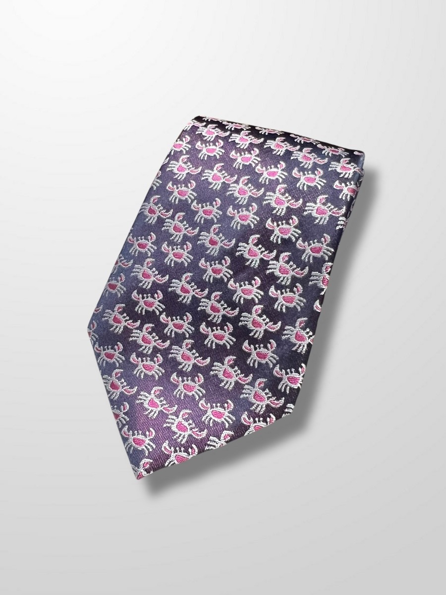 Corbata berenjena cangrejos