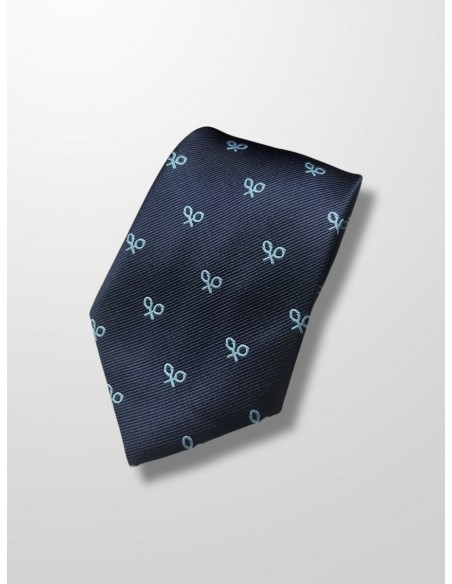 Corbata azul con raquetas