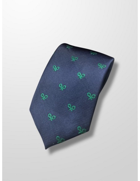 Corbata azul con raquetas