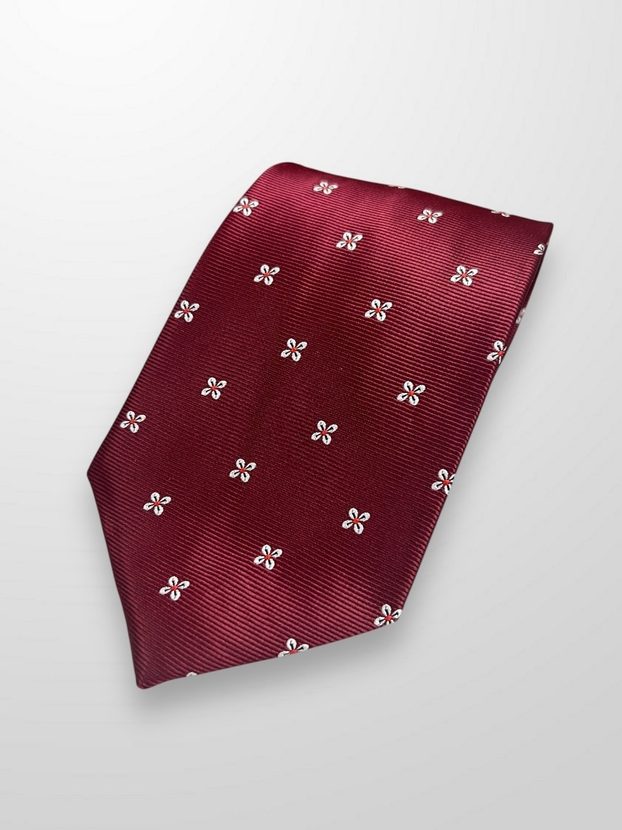 Corbata burdeos florecitas