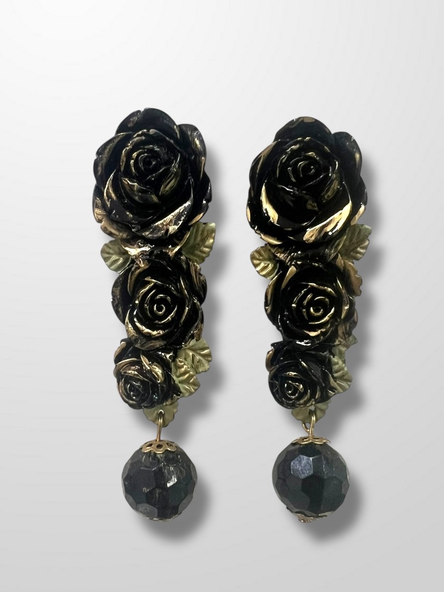 Pendientes Rosas negras