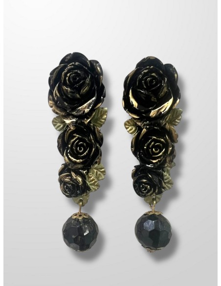 Pendientes Rosas negras