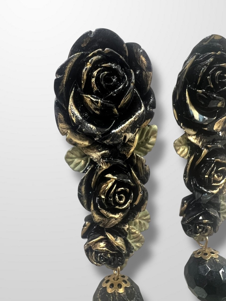 Pendientes Rosas negras 2