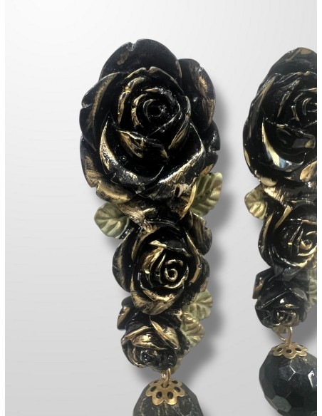 Pendientes Rosas negras