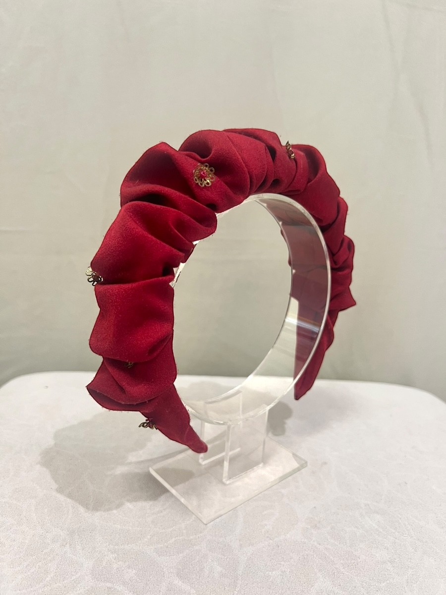 Alquilar diadema fruncida burdeos