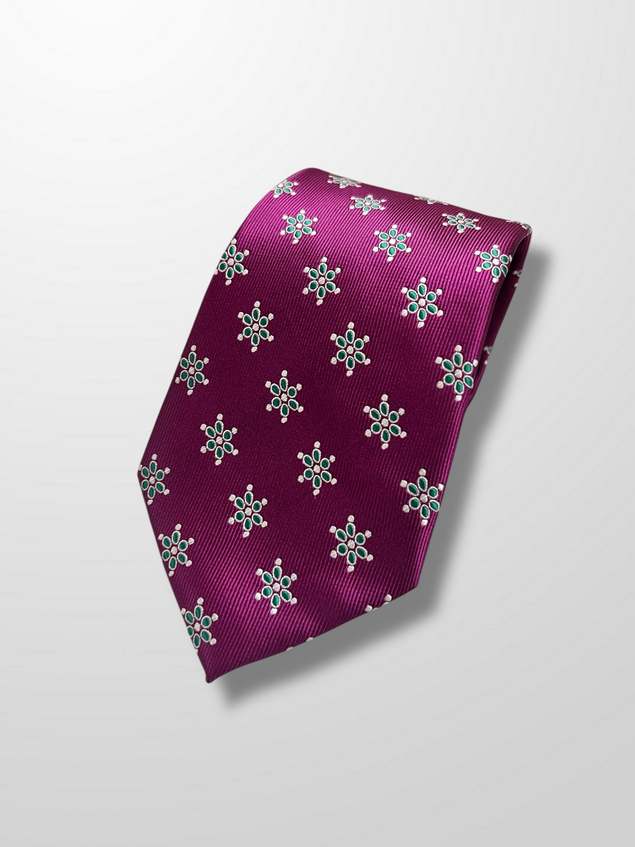 Corbata morada con mariquillas verdes