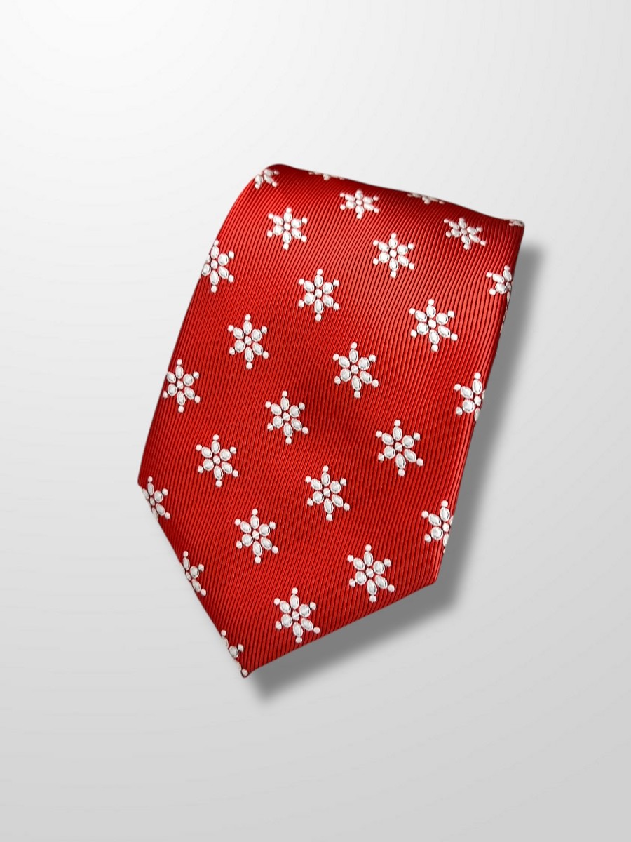 Corbata roja con mariquillas blancas