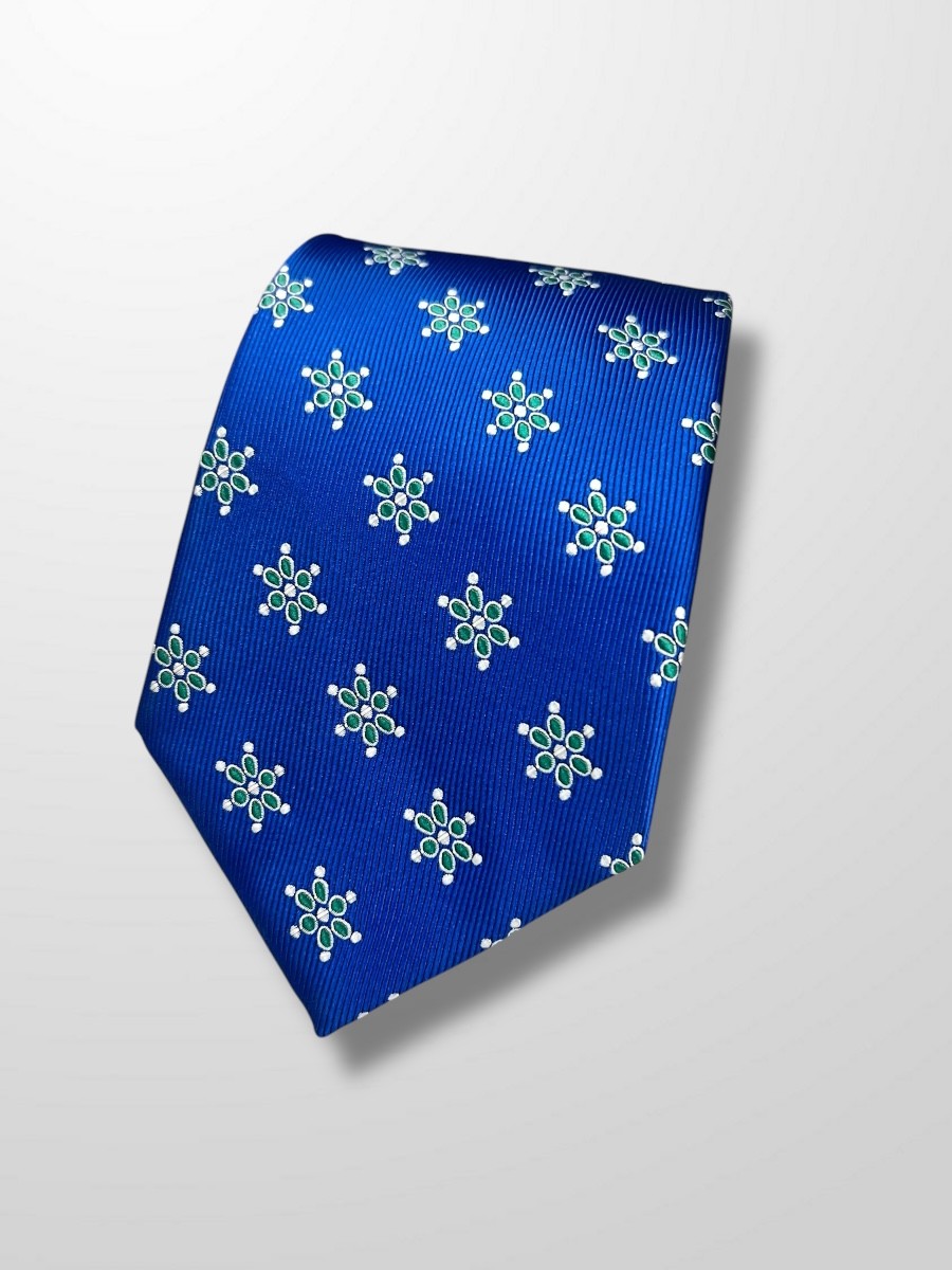 Corbata azulina con mariquillas verdes