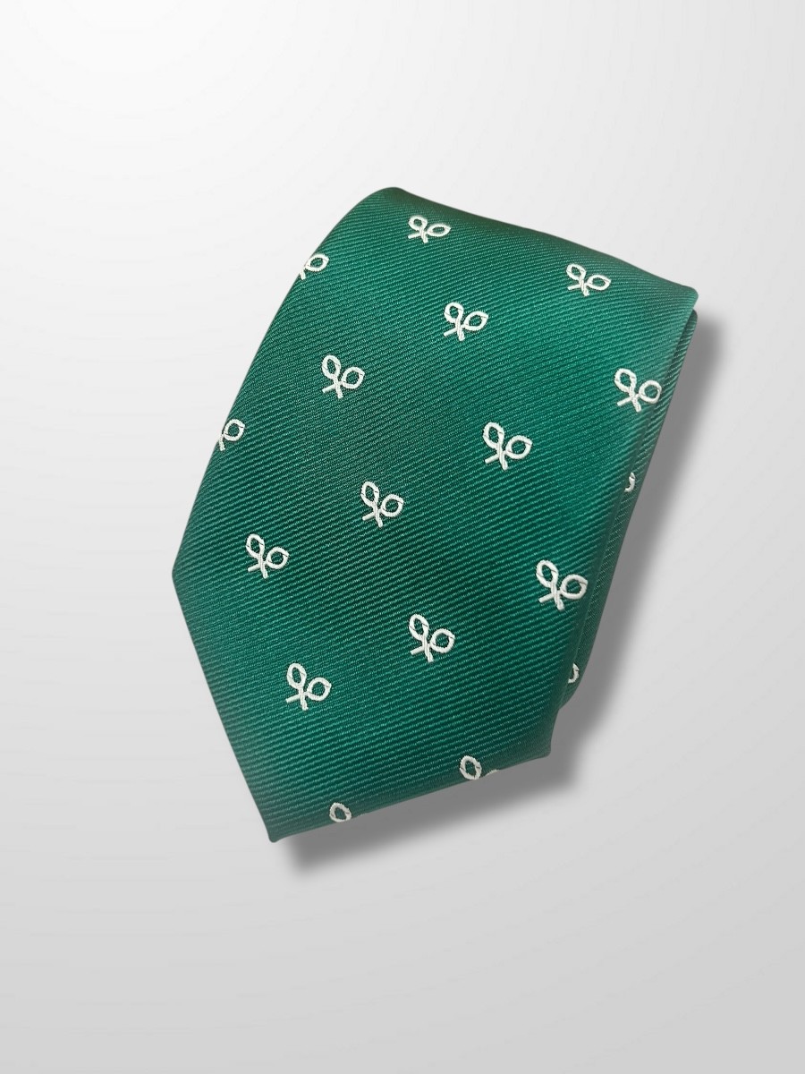 Corbata verde con raquetas