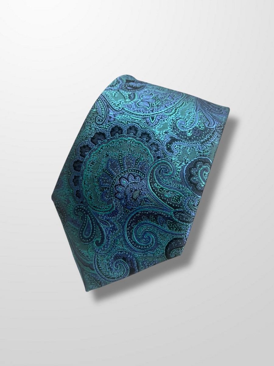 Corbata azul pavo con cachemir