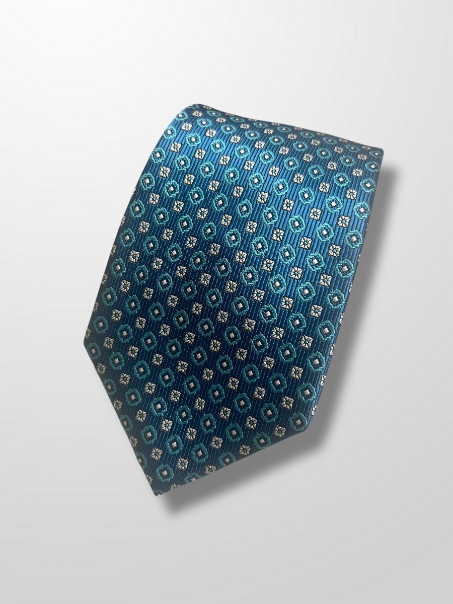 Corbata azul  pavo geometrica