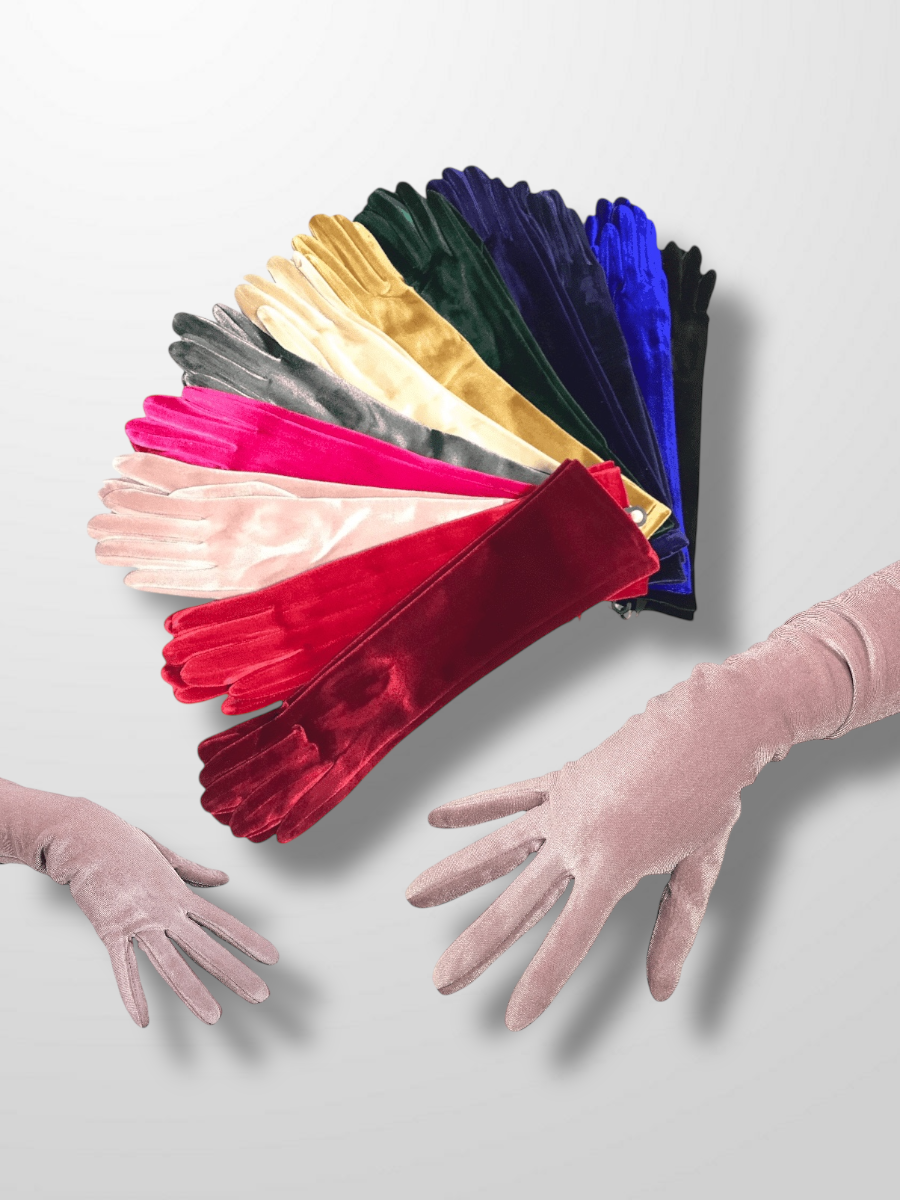 Guantes de terciopelo largos