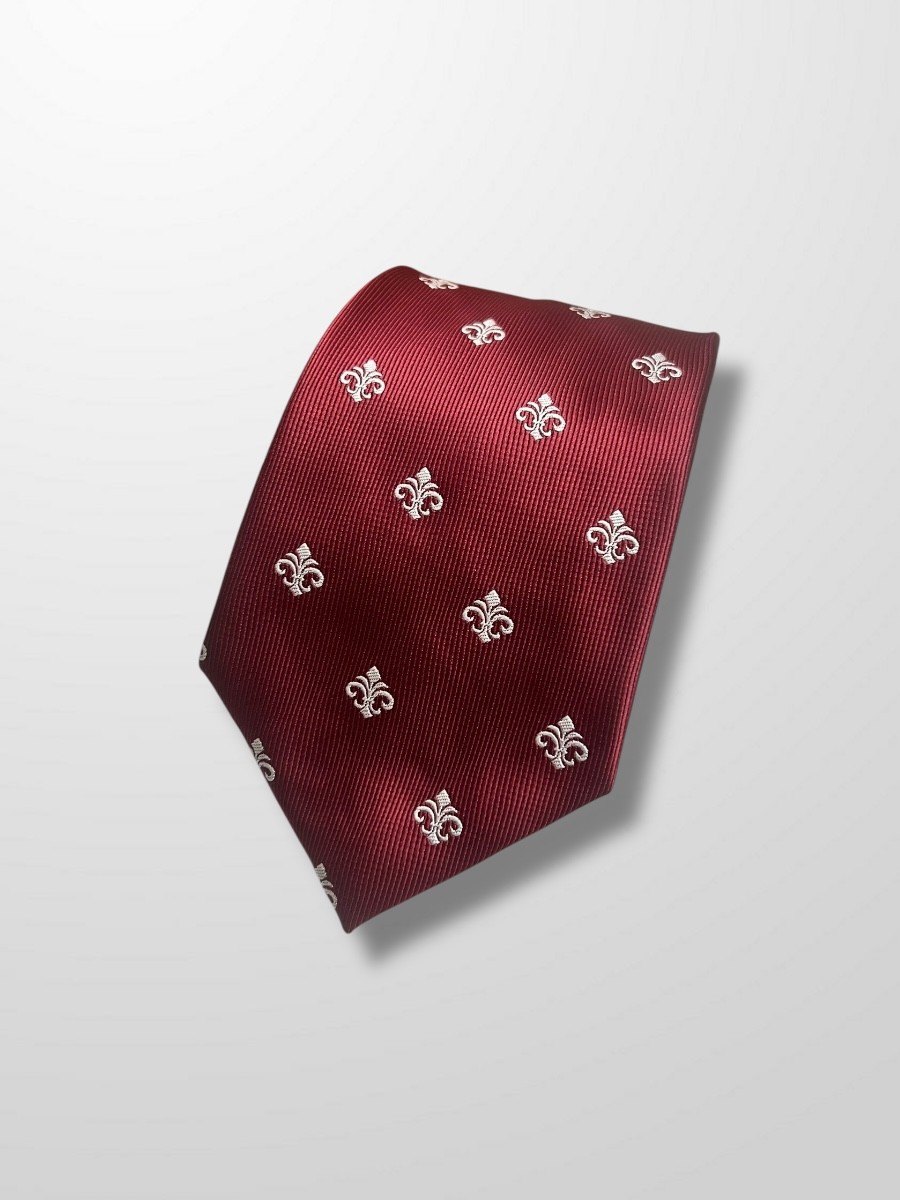 Corbata burdeos flor de lis grande