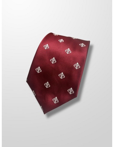 Corbata burdeos flor de lis grande