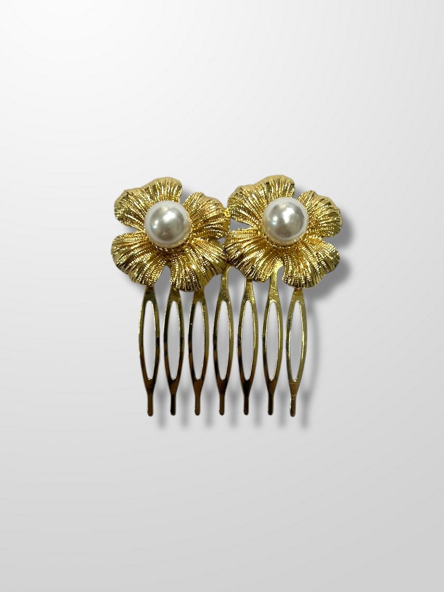 Peinecillo flor con perla doble