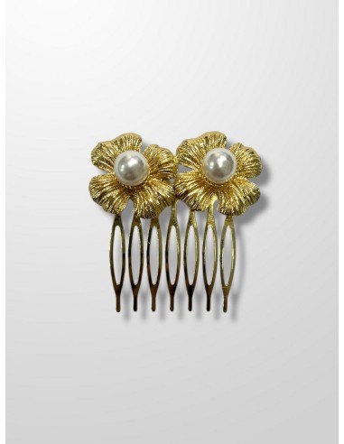 Peinecillo flor con perla doble