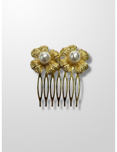 Peinecillo flor con perla doble