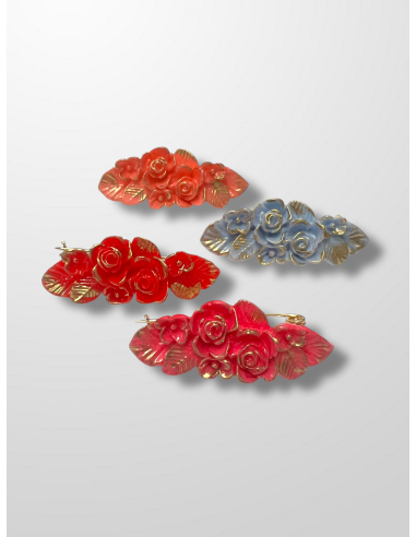 Broche de resina flores