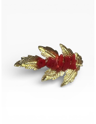 Broche hojas coral