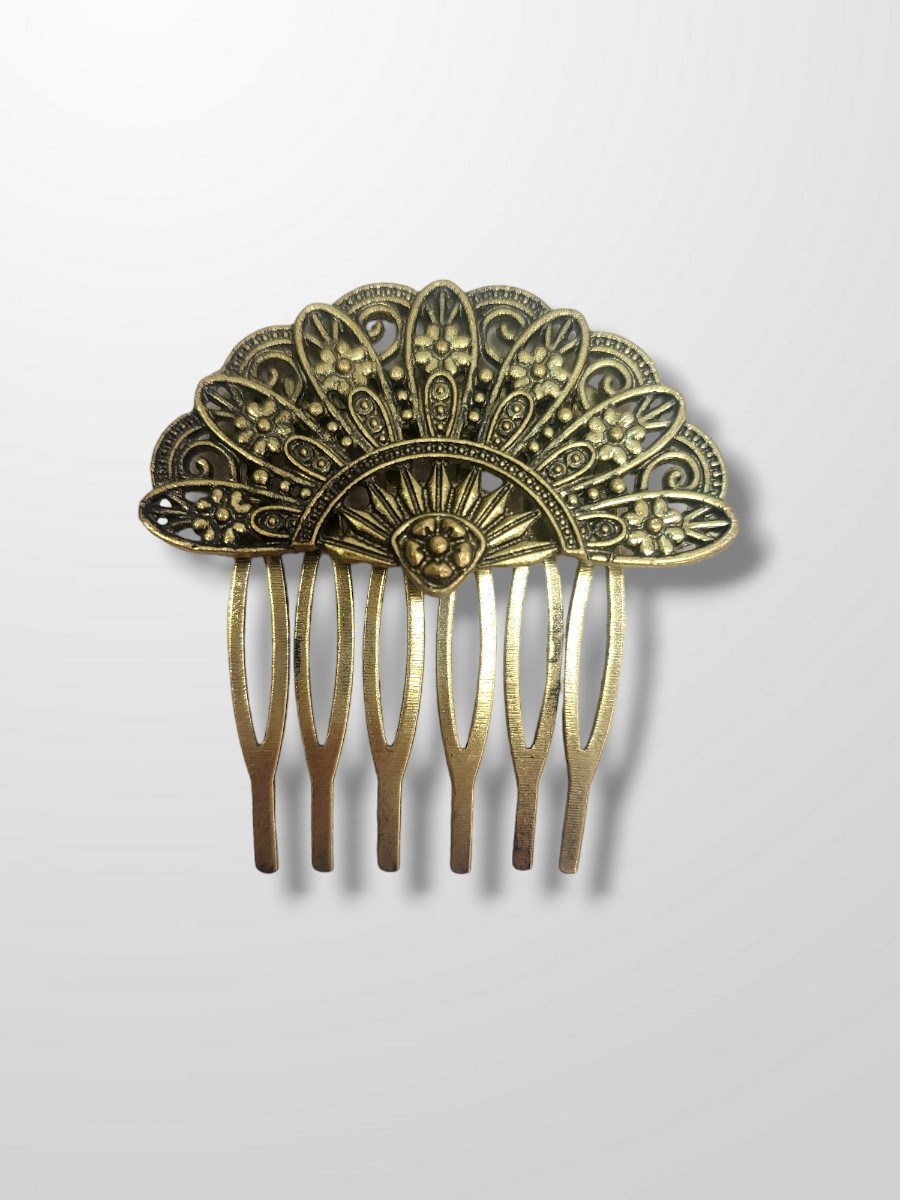 Peinecillo bronce abanico flores