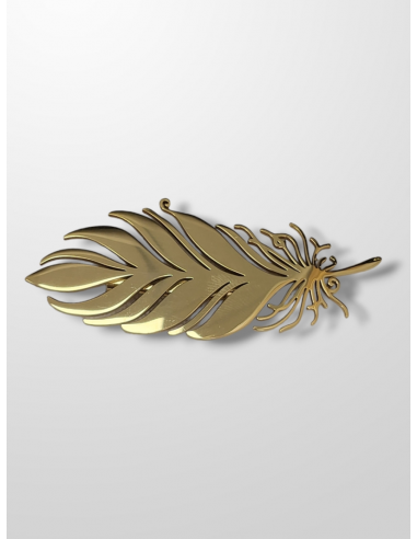 broche dorado pluma