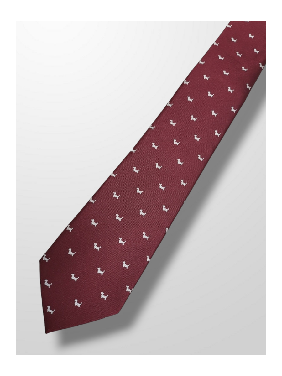 Corbata burdeos con perritos 2